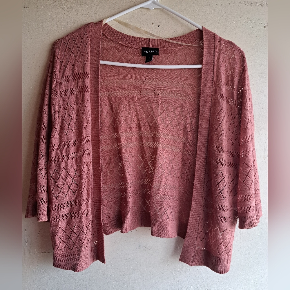 Pink torrid crop cardigan